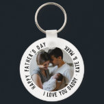 Chaveiro Simples Dia de os pais Feliz Te Ama Foto Do Pai<br><div class="desc">Texto Personalizado Simples Dia de os pais Feliz Amo Você chaveiro de Foto do Pai</div>