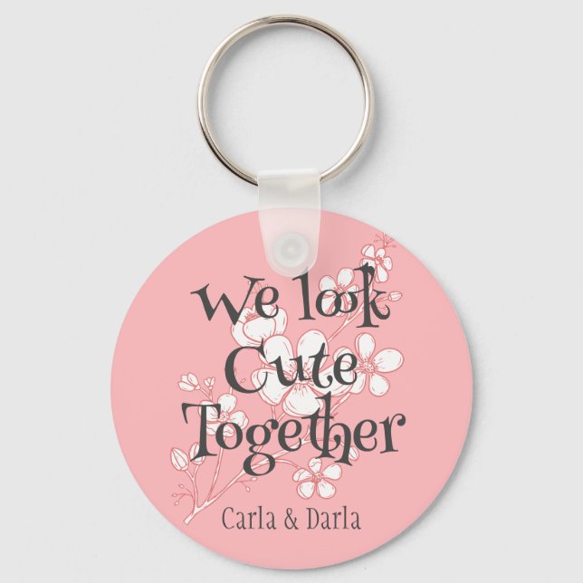 Chaveiro simples namorados rosa elegante, doce para amigos (Frente)