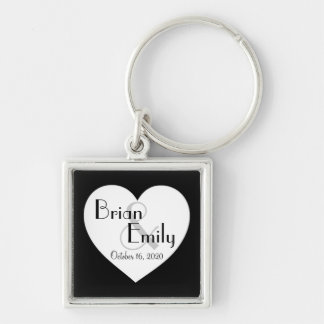 Chaveiro simples personalizável de coração branco 