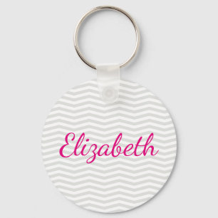 Chaveiro Simplicidade glamoroso Chevron cinzento com nome