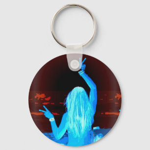 Chaveiro sinal azul de paz hippie