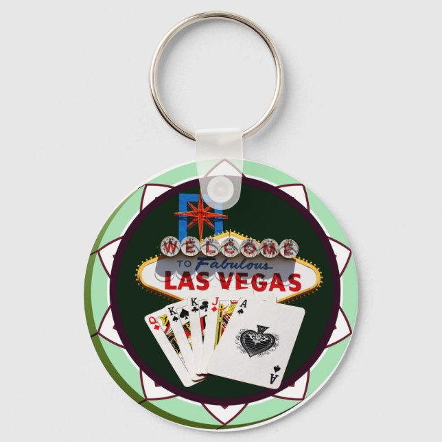 Chaveiro Sinal de Las Vegas & Cartões Chip Poker (Frente)