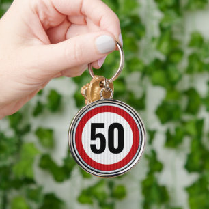 Chaveiro Sinal de Limite de Velocidade de 50º Aniversário -