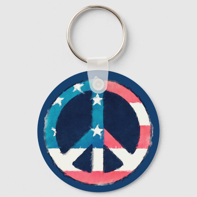 Chaveiro Sinal de Paz Americano grunge (Frente)