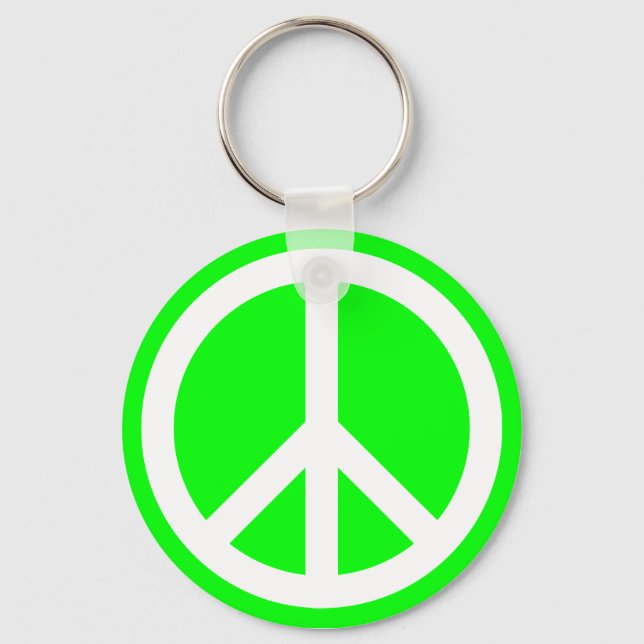 Chaveiro Sinal de Paz Branco sobre Verde Lima (Frente)
