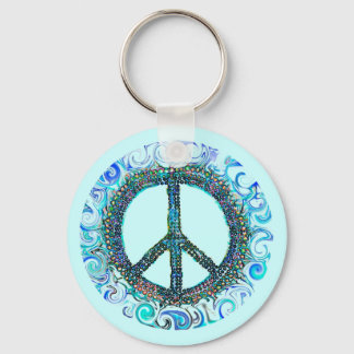 Chaveiro Sinal de paz com ondas azuis