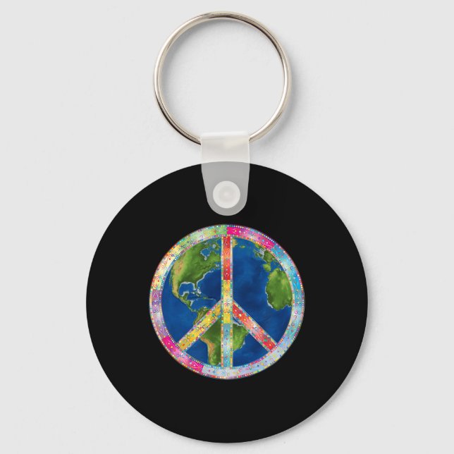 Chaveiro Sinal de Paz da Liberdade Retro Hippie 60 70 Sem P (Frente)