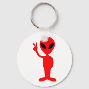 Chaveiro Sinal de Paz de Alienígena Vermelha com Mão