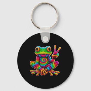 Chaveiro Sinal de Paz de Rã Tie-dye Hippie Rã de Natal