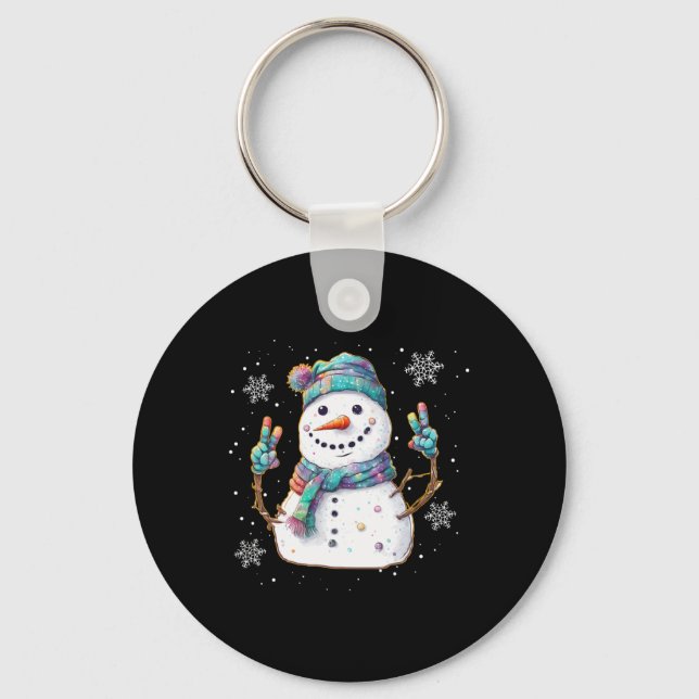 Chaveiro Sinal de Paz do Boneco de Neve Natal Neve Gelo Inv (Frente)