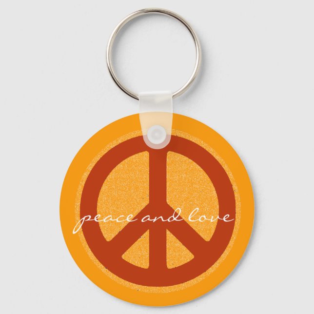 Chaveiro sinal de paz, hippies retro (Frente)
