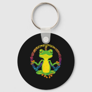 Chaveiro Sinal de Paz Rãs de Ioga Frio Sapo Paz Tie Dye