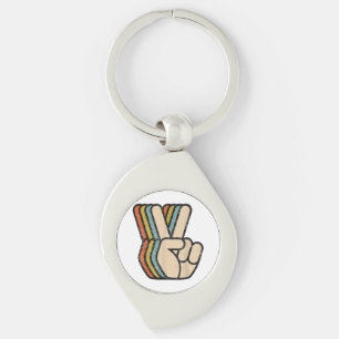 Chaveiro Sinal de Paz Retroativo V Dedos Vintage 60s 70s 80