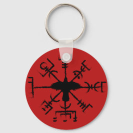 Chaveiro Sinal de proteção contra Vegvisir em vermelho e pr