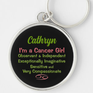 Chaveiro Sinal do zodíaco do cancer para meninas no rosa