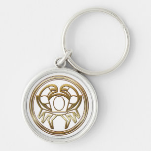 Chaveiro Sinal Dourado da astrologia do caranguejo do