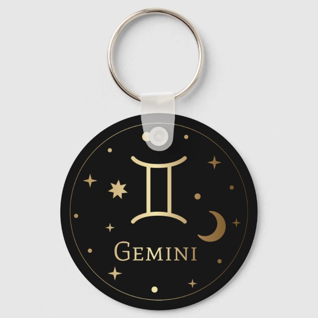 Chaveiro Sinal Zodiac Dourado/Gemini (Frente)