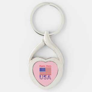 Chaveiro Sinalizador Americano Red Personalised Heart