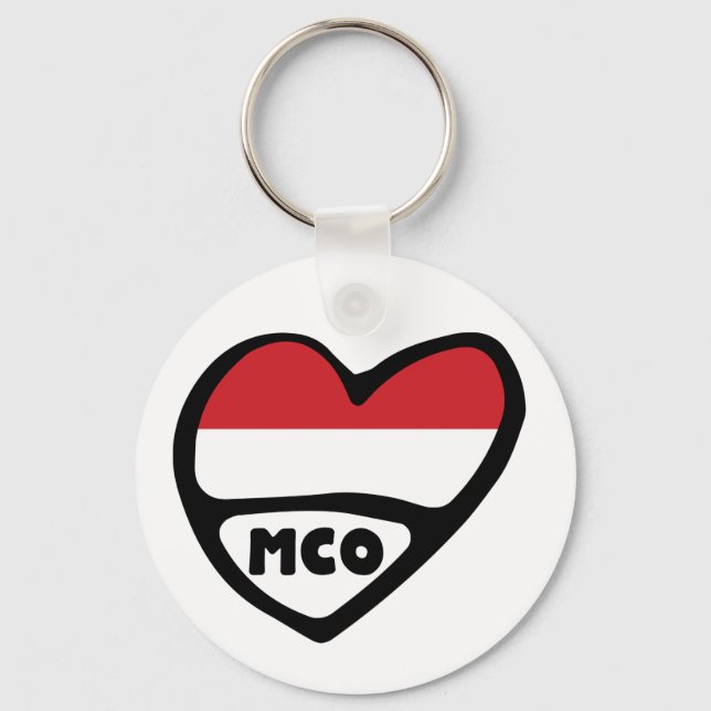 Chaveiro Sinalizador de Código do País Mônaco Heart Keyring (Frente)
