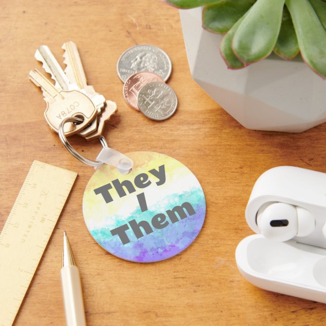 Chaveiro Sinalizador de orgulho personalizável do Pronoun B (Mesa)