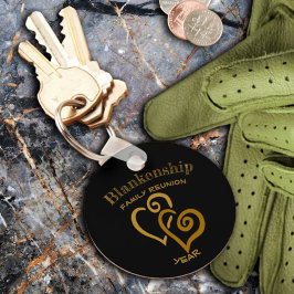 Chaveiro Sindicato da Família Personalizada Corações Dourad