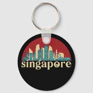 Chaveiro Singapura Vintage City Skyline Cityscape Art