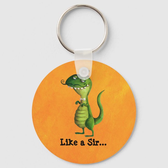 Chaveiro Sir T-rex com bigode (Frente)