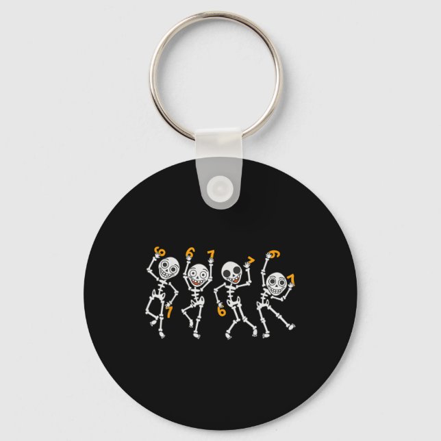 Chaveiro Six Seven 67 Meme Funny Halloween Dancing Skeleton (Frente)