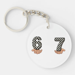 Chaveiro Six Seven Black White Checkered Brain Rot