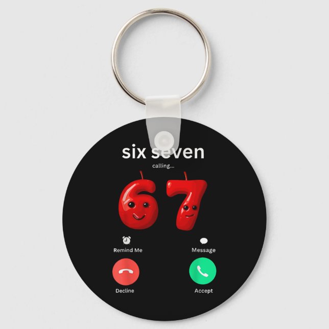 Chaveiro Six Seven Calling Meme Minimalist Trendy Phone Scr (Frente)