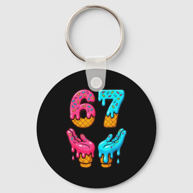 Chaveiro Six Seven Ice Cream Drip Meme 67 Funny Gen Alpha S (Frente)