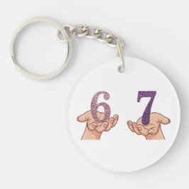 Chaveiro Six Seven Pink Purple Glitter Brain Rot