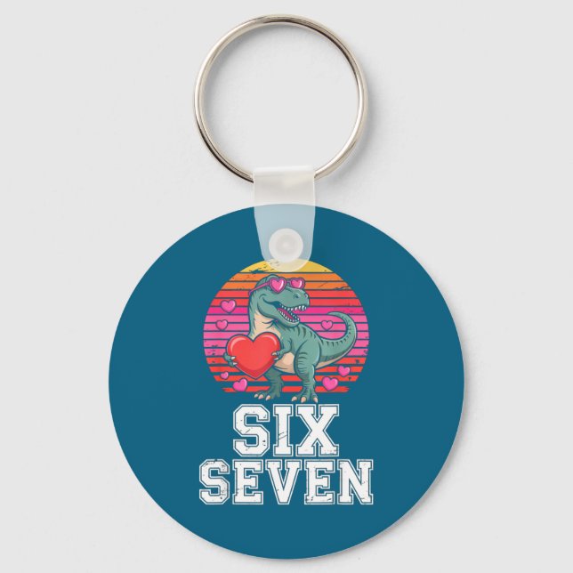 Chaveiro Six Seven Valentine’s Day Dinosaur T-rex For Kids  (Frente)