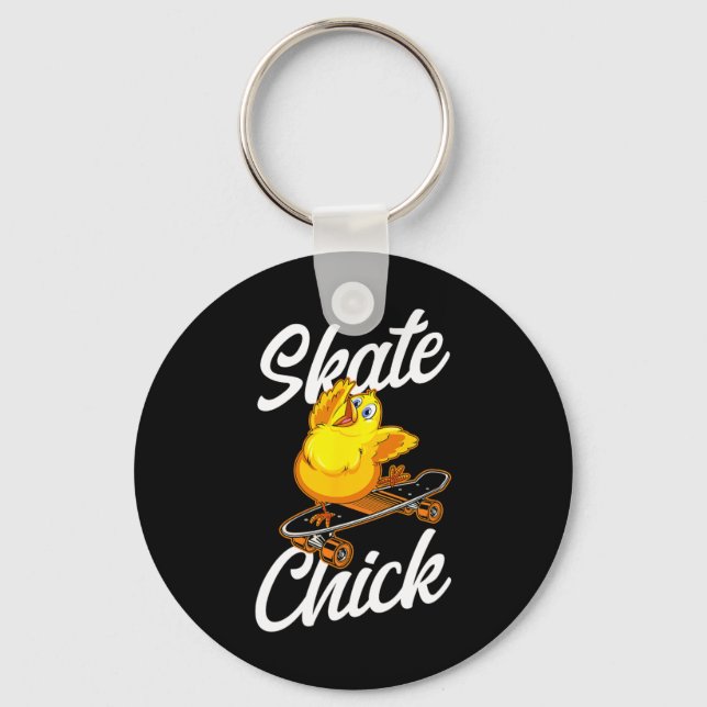 Chaveiro Skateboard Skate Chick Skater Girl Frango  (Frente)