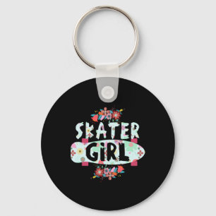 Chaveiro Skater Girl Skateboard Floral Para Skaters Meninas