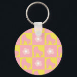 Chaveiro Skates Cilindros Verificados Quad Derby Skater Ke<br><div class="desc">Verificações personalizadas em skates de cilindro cor-de-rosa e amarelo. Legal skate amarelo pastel e rolo quádruplo rosa cor-de-rosa. Arte de skates perfeitos para o Ron Derby Babe, mulher, garota. Design de skate de roletas adoráveis em decoração caseira, canecas, papel de embrulho, etc. Um presente de design de ilustração de arte...</div>