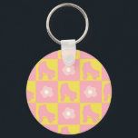 Chaveiro Skates Cilindros Verificados Quad Derby Skater Ke<br><div class="desc">Verificações personalizadas em skates de cilindro cor-de-rosa e amarelo. Legal skate amarelo pastel e rolo quádruplo rosa cor-de-rosa. Arte de skates perfeitos para o Ron Derby Babe, mulher, garota. Design de skate de roletas adoráveis em decoração caseira, canecas, papel de embrulho, etc. Um presente de design de ilustração de arte...</div>