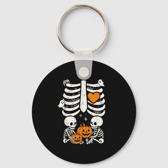 Chaveiro Skeleton Baby Twins Halloween Gravidez Announeme (Frente)