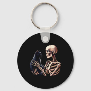 Chaveiro Skeleton Brincando Com Um Amor De Gato