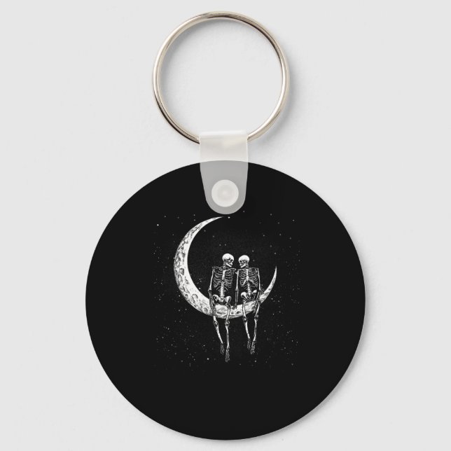 Chaveiro Skeleton Casal Na Lua Diversão Do Dia Das Bruxas (Frente)
