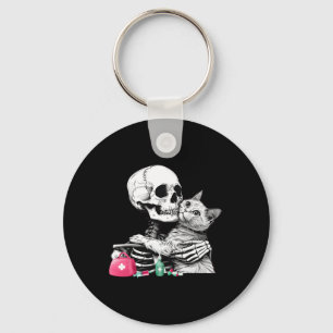 Chaveiro Skeleton de Dia das Bruxas Abraçado Cat Vet Tech V