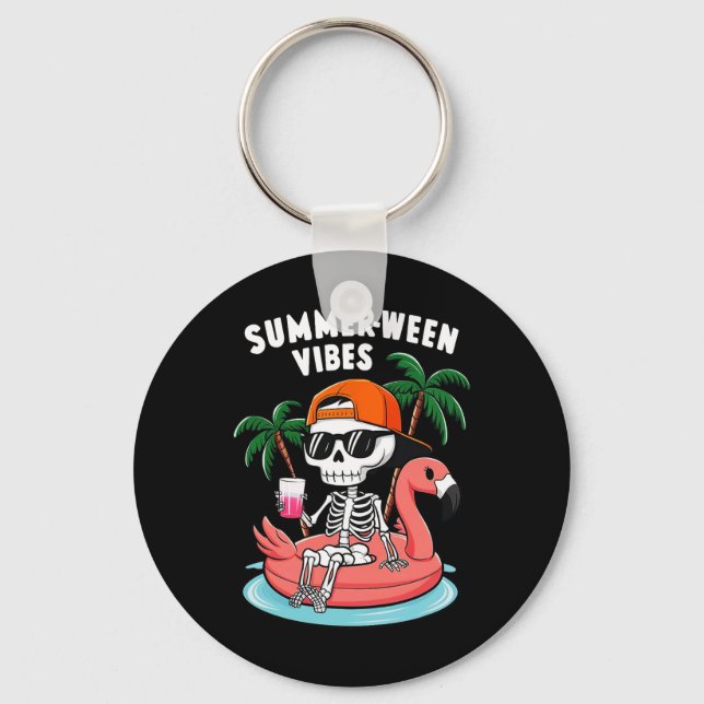 Chaveiro Skeleton Flamingo Summerbetween Vibes Halloween Bo (Frente)