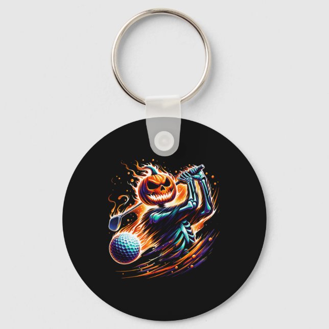 Chaveiro Skeleton Golfing Pumpkin Golfer Golfer (Frente)