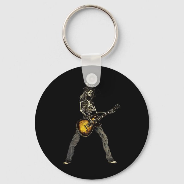 Chaveiro Skeleton Guitar Cara Spooky Happy Halloween Rock B (Frente)