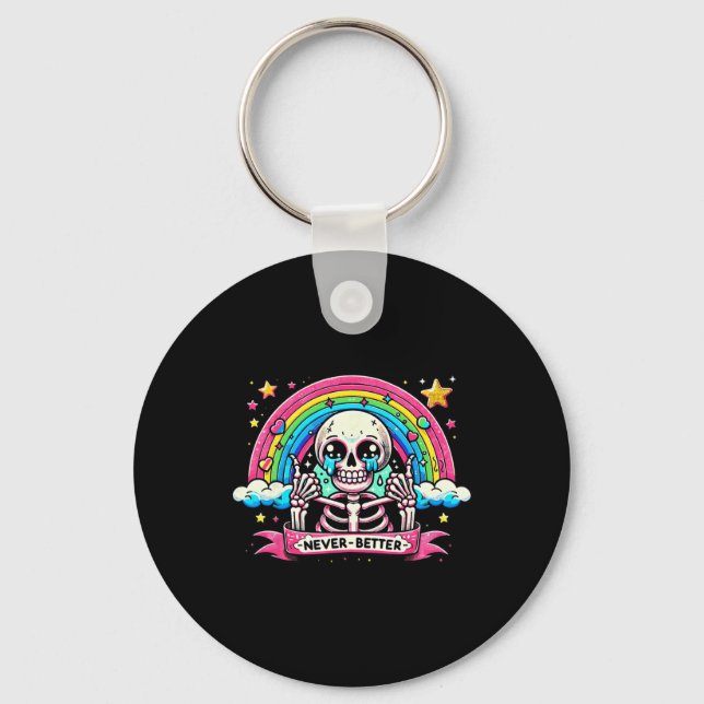 Chaveiro Skeleton Halloween Shirts Nunca Melhor Skype Rainb (Frente)