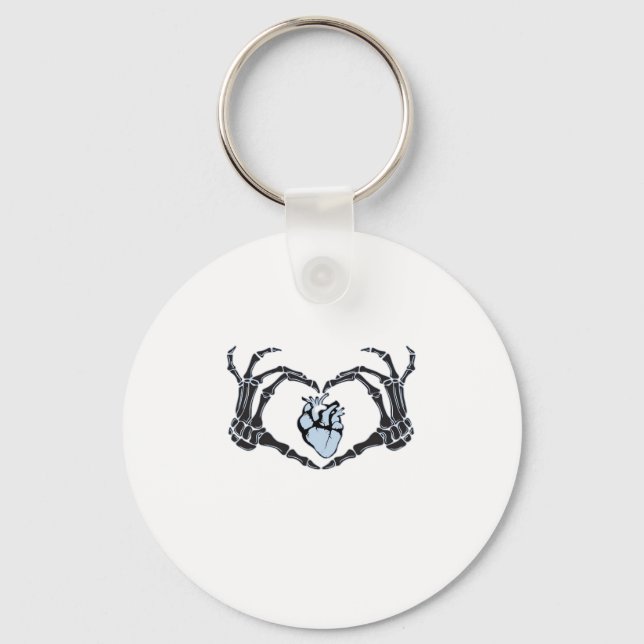 Chaveiro Skeleton Heart Mãos Clássicas Design para Hallowee (Frente)