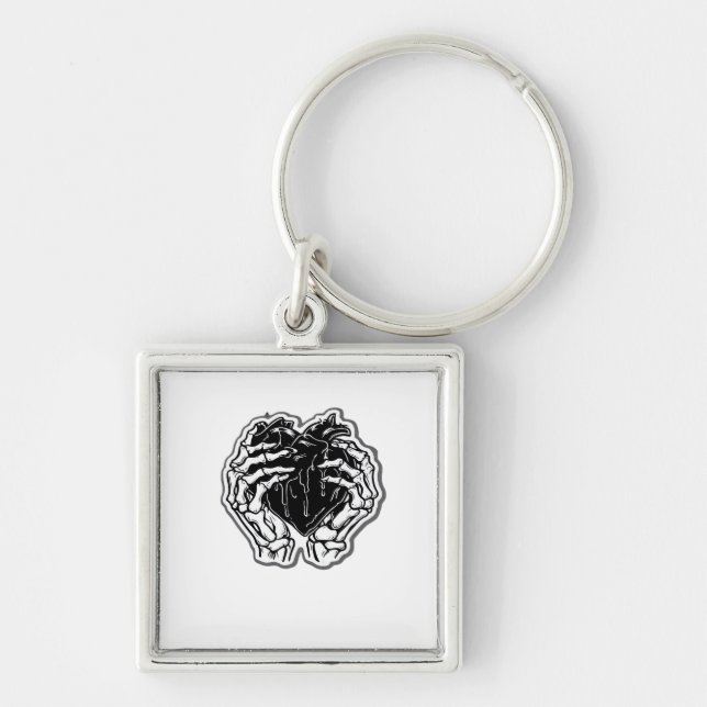 Chaveiro Skeleton Heart Mãos Engraçadas (Frente)
