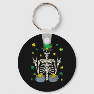 Chaveiro Skeleton Leprechaun Dia de São Patrício Shamrock C