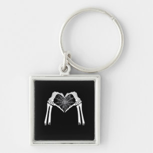 Chaveiro Skeleton Mãos Coração Cobweb (Branco) Clássico