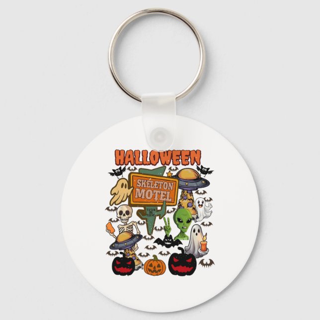 Chaveiro Skeleton Motel Halloween Cute Ghost Hallowee (Frente)